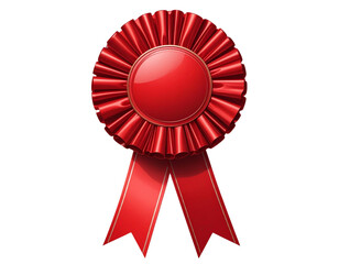  Red Rosette Ribbon Award Without Number Isolated on Transparent Background