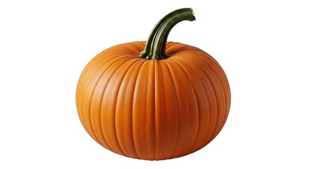 Obraz premium Vibrant Orange Pumpkin with Green Stem on White Background.