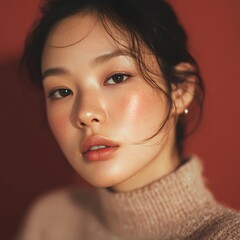 Serene Woman's Portrait Bathed in Warm Golden Light _ai_generated