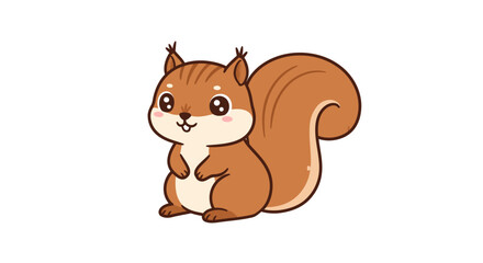 Fototapeta premium Cartoon Squirrel with Bushy Tail and Cute Expression