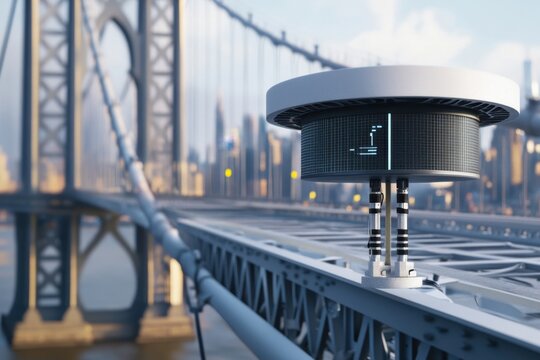 Innovative drone technology monitors urban infrastructure along a city bridge