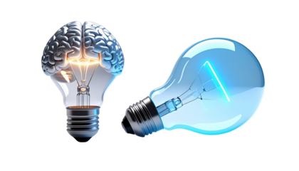  Innovation Light Bulb Concepts Set – isolated on transparent background