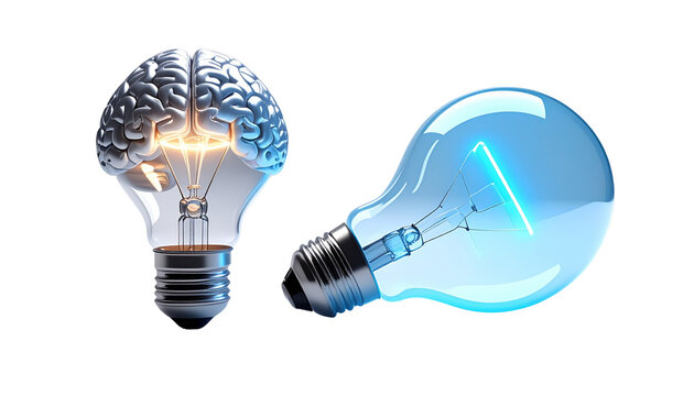  Innovation Light Bulb Concepts Set – isolated on transparent background