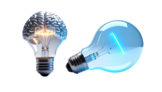  Innovation Light Bulb Concepts Set – isolated on transparent background - Powered by Adobe