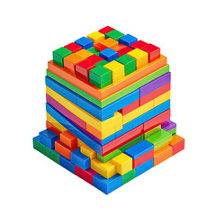 Fototapeta premium Stacked colorful blocks forming a square tower shape