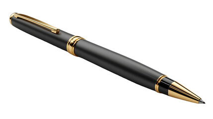Naklejka premium Sleek Matte Charcoal Pen with Gold Accents Isolated on Transparent Background
