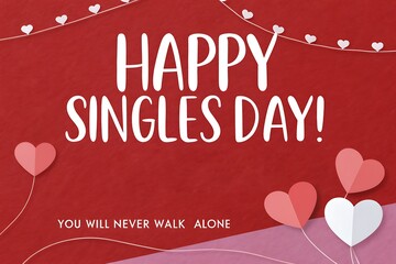 Happy Singles Day Celebration With Hearts: Love, Friendship, Cheer, And Valentine Theme For Everyone

