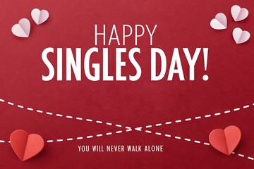 Happy Singles Day Celebration With Hearts: Love, Friendship, Cheer, And Valentine Theme For Everyone

