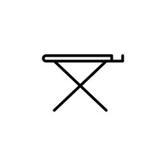 Minimalist Black Line Drawing Of A Folding Ironing Board With X Shaped Legs On A Transparent White Background Simple Household Object Illustration