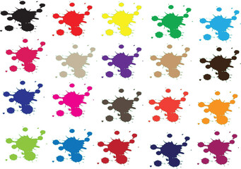 Colorful Paint Splatter Collection on White Background | Abstract Graphic Resource for Design Projects, Illustration, and Creative Arts
