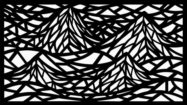Elegant abstract laser cut pattern with tree silhouettes for modern home decor accents and creative projects