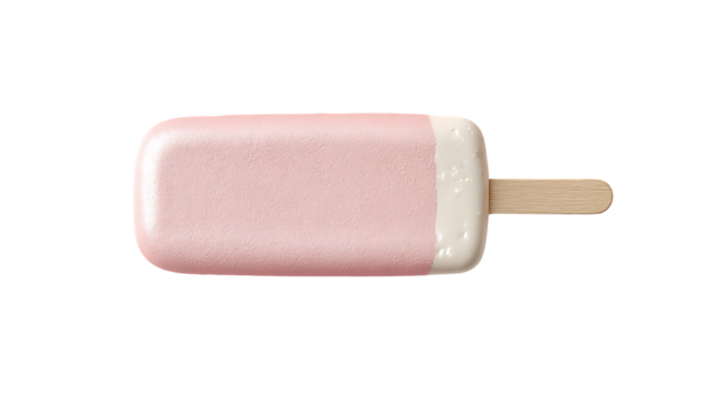 Floating Chocolate-Coated Strawberry Ice Pop Isolated on Transparent Background