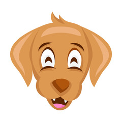 Happy Golden Retriever Dog Face with Open Mouth and Big Eyes Cartoon Style on Transparent Background