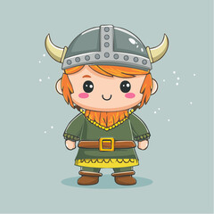 Cute viking boy character with transparent background