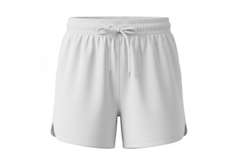 High resolution white sports shorts for women, athletic apparel, activewear, gym clothing, fashionable design isolated on transparent background