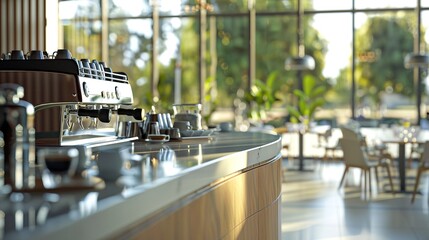 A photo of a coffee bar in a modern cafe.