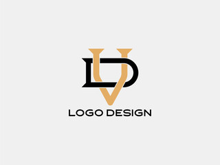DV monogram logo in black and gold — modern luxury style lettermark design for elegant business branding