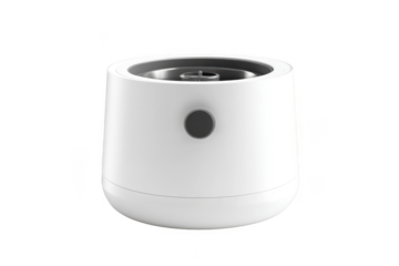 Modern white aroma diffuser humidifier with button for essential oils and air purifying isolated on transparent background