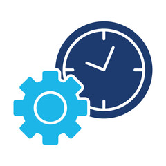 Productivity Icon In Blue Monochrome Flat Design, Vector Illustration
