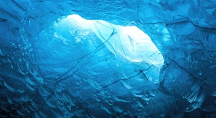 Inside an Ice Cave with Bright Light blue white texture glacial glacier nature landscape cold winter frozen opening tunnel underground