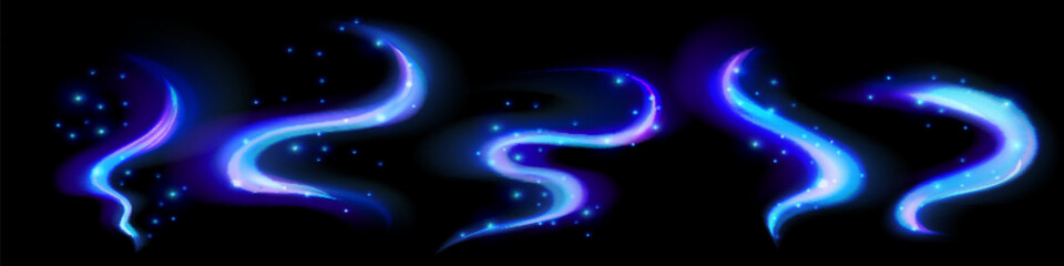 Ice magic swirl wind for game winter. Swirl effect blue ice with glimmer light.