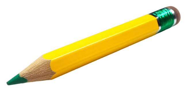 Floating Sharpened Yellow Pencil Isolated on Transparent Background