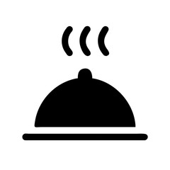 Obraz premium A silver cloche icon covering a food platter on a white background symbolizes restaurant service