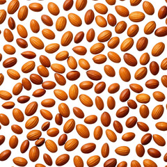 Almonds scattered randomly, filling frame. Textured, brown, black background