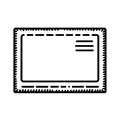 Fototapeta premium Illustration of a rectangular envelope with a decorative border and address lines in black and white