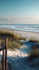 Coastal Serenity: Beach Grass and Gentle Waves