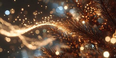 Festive Christmas Tree with Bokeh Lights