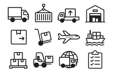 Logistics and Delivery Service Icons Set