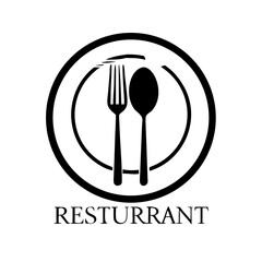 The restaurant menu design features cutlery icons like a fork, knife, and spoon for a clean vector illustration of dinner and food
