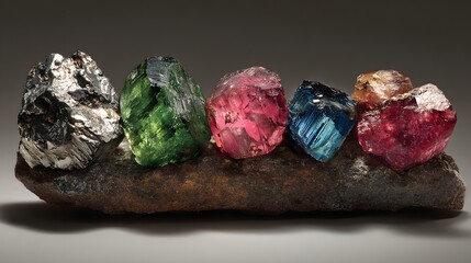 Colorful Gemstones on Rock