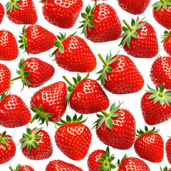 Strawberry pattern red berries with green leaves on a dark background