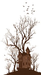 Spooky Haunted House with Bats