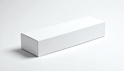Long white rectangular cardboard box isolated on clean background, suitable for packaging, shipping, branding mockup, or product display purposes.