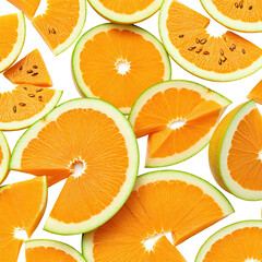 Sliced citrus fruits on dark background, vibrant orange slices