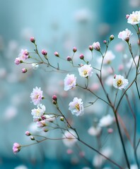 Delicate Pink and White Gypsophila Flowers