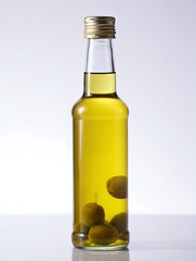 Small Glass Bottle of Olive Oil with Olives