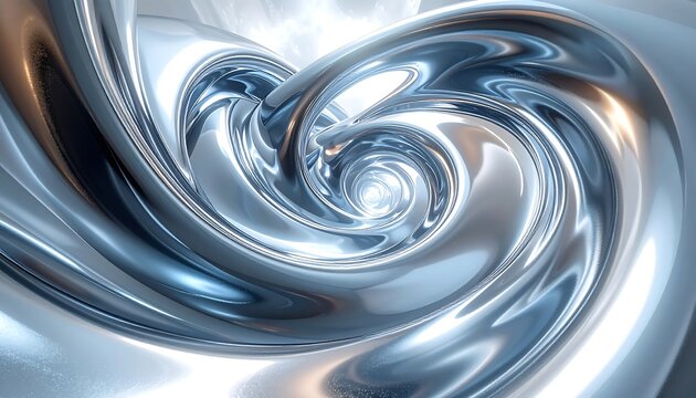 Shiny chrome swirl with a spiraling tunnel - Powered by Adobe