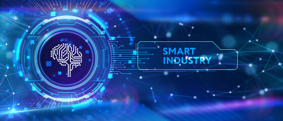 Smart industry 4.0 manufacturing technology concept. 3d illustration