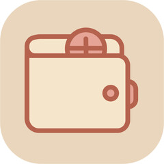 Minimal Pastel Wallet Icon – Flat Line Vector for Finance, Payment, and E-Wallet Apps