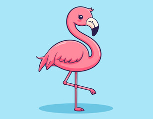 Cute Flamingo Cartoon – Flat 2D Vector Illustration