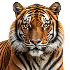 Obraz premium Detailed tiger face, fur texture, orange eyes, fierce expression