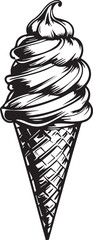 Delicious ice cream cones and cups minimal monochrome illustration