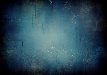 Dark Blue Grunge Texture Background with Vignette Effect.