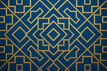 Blue and Gold Geometric Symmetry Background