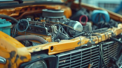 A photo of a car's air conditioning system repair.