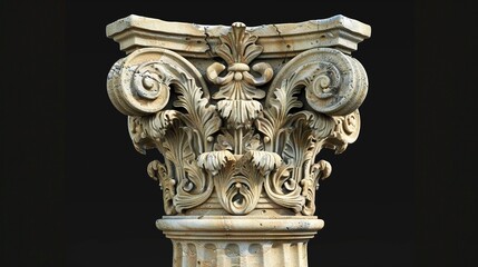 A photo of a carved sandstone pillar
